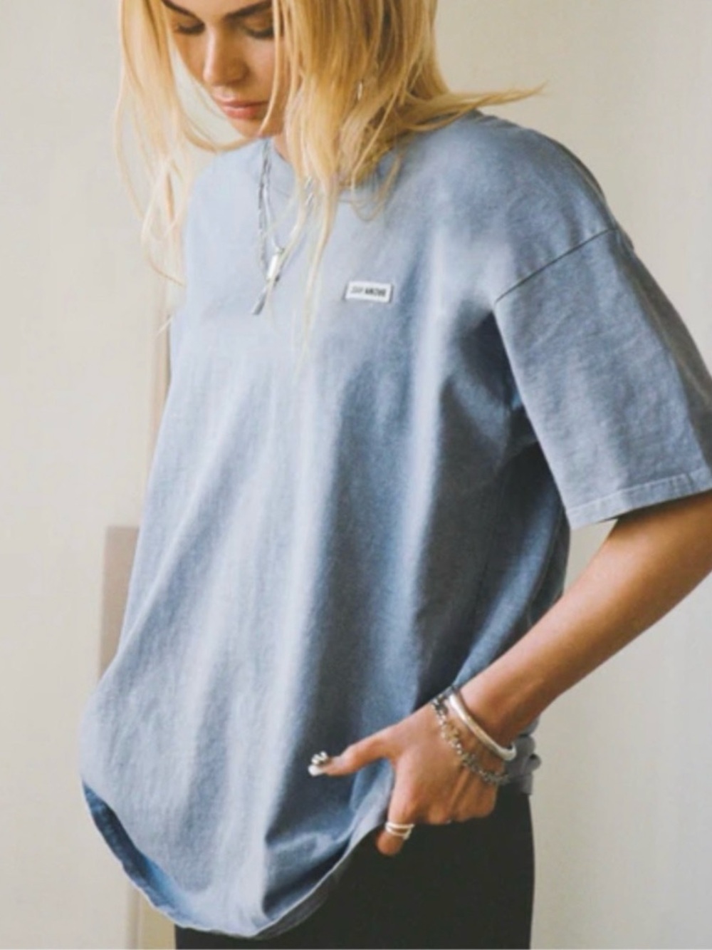 Joah Brown Light Washed Blue Crew Tee